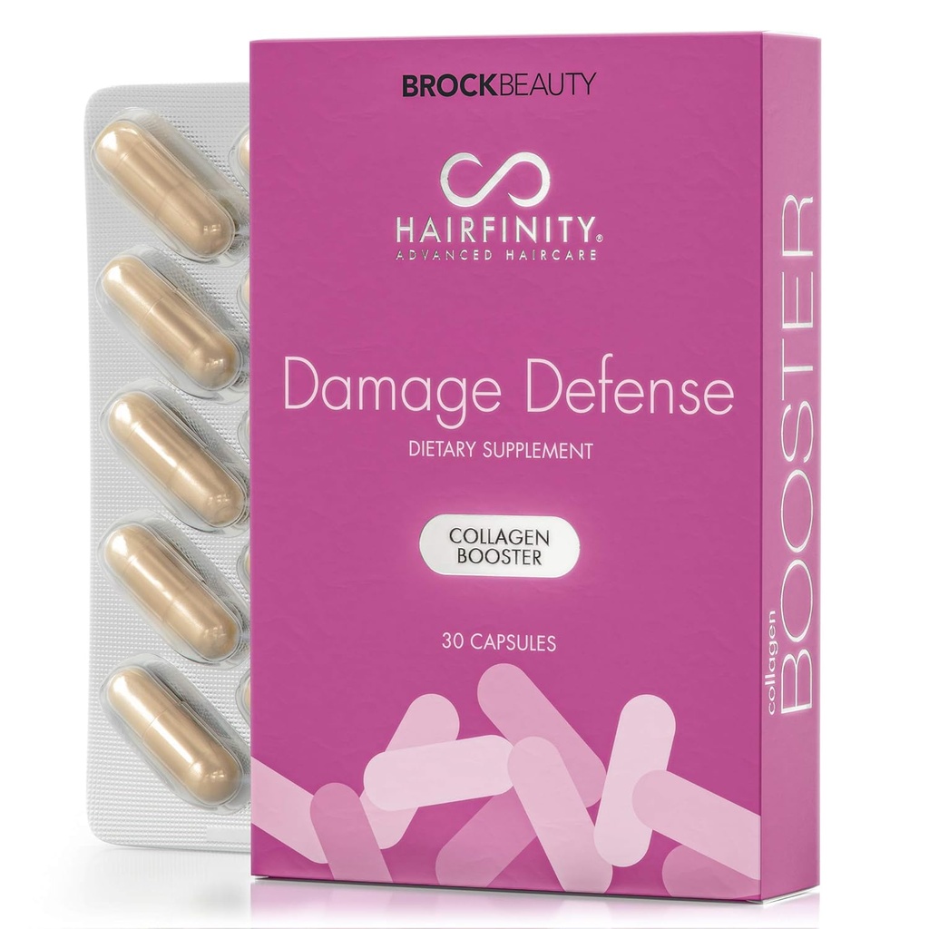 Hairfinity Daños Defensa Collagen Booster Hair Supplement for Weak, Brittle Hair - Infusion of Collagen to Support Healthy Hair Growth - 30 cápsulas (1 mes de suministro)