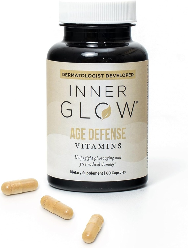 Vitaminas de Defensa de la Edad - Dermatólogo y Cirujano Plástico Desarrollado para combatir el fotoaging y Melasma, Polypodium Leucotomos Fórmula Antioxidante – Vegan, Gluten-Free – 60 cápsulas