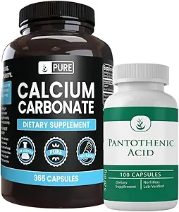 Ingredientes originales puros Carbonato de Calcio y Ácido Pantoténico Bundle, Varios Cantidades, Puro, Lab Verificado