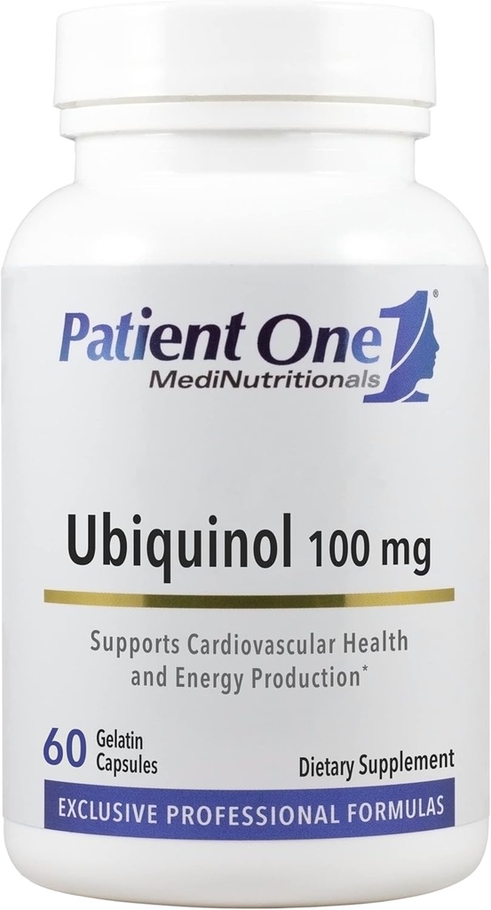 Pacientes One Ubiquinol 100 mg tención Suplemento para apoyar el corazón y la salud vascular* ← Forma antioxidante activa de CoQ10 Silencio 60 cápsulas