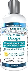 Bio Absorb Trace Mineral Drops. Heavy Metal Tested. 284 Servings of Organic Trace Minerals from Concentrated Utah's GSL Sea Water. 125mg de Ionic Magnesium (12 oz)