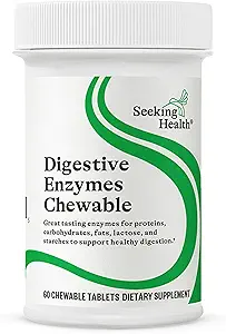 Seeking Health Digestive Enzymes Chewable, Vegan and Vegetarian Enzymatic Supplement to Support Healthy Digestion and Digestive Comfort with Amylase, Protease, and Lipase (60 Tablets)