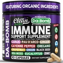 Orgánica Immune Soporte con PAU D'Arco Ajo Cayenne Pimienta Oregano Ginger Grapefruit Onion Black Seed Sea Moss Black Pepper Zinc Eucalyptus Vitamina C Vitamina D Orgánica Soursop por Clean Nutra