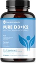 Pure Micronutrients Vitamin D3 K2 Supplement | MK7 100mcg, D3 5000 iu, Calcium + BioPerine | Muscle & Bone Health, Heart, Immunity & Energy Support | Vegan | 60 Capsules