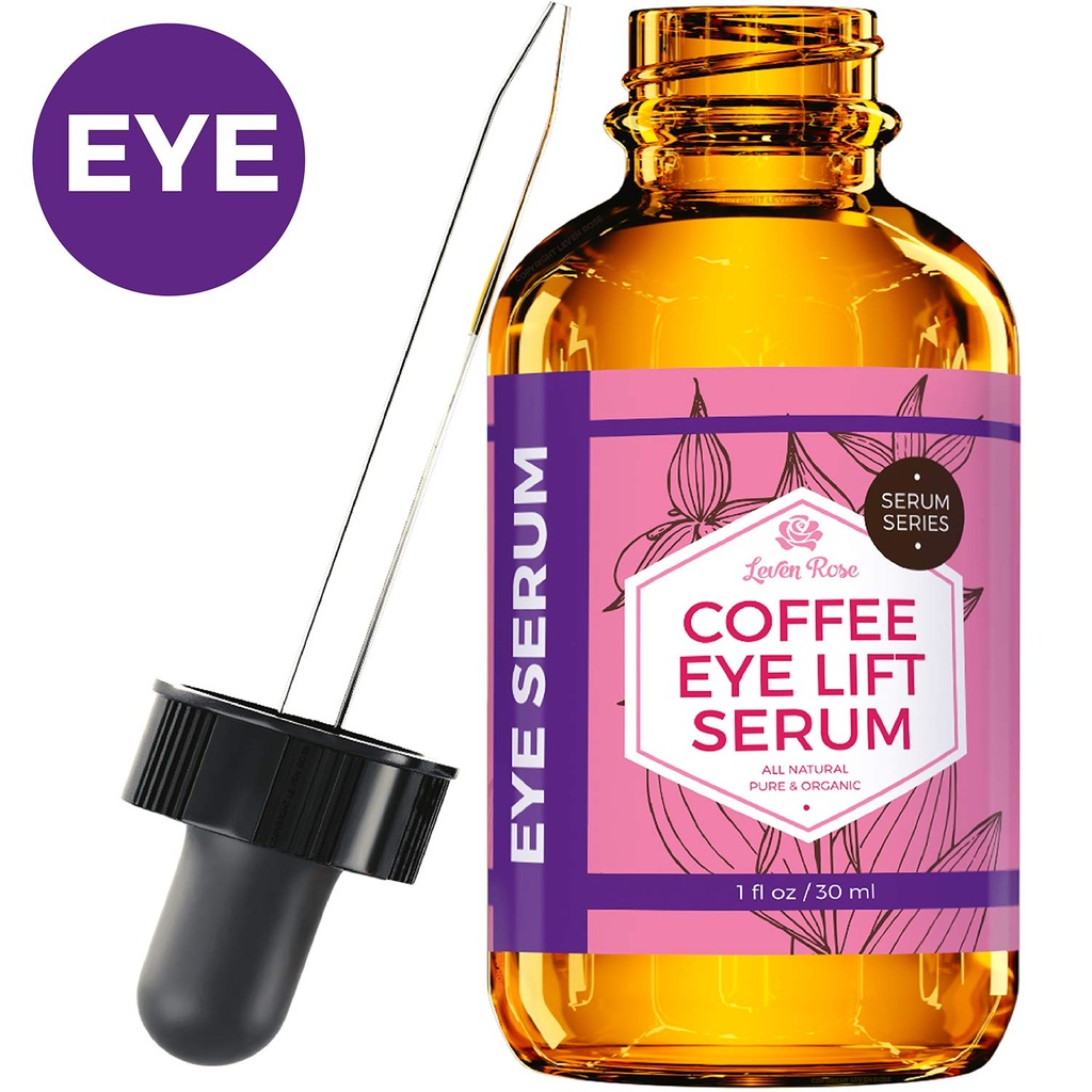 Leven Rose Coffee Oil Caffeine Serum for Eyes 1 oz - Anti-aging Organic Under Eye Serum for Puffy Bags Under Eyes