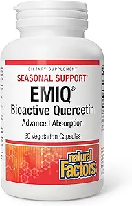Factores naturales Bioactive Quercetin EMIQ - Immunity Support Supplement with Vitamin C - Quercetin for Upper Respiratory & Heart Health - 60 Vegetarian Capsules (60 Servings)