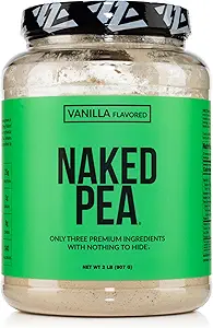 NAKED Vanilla Pea Protein Isolate from North American Farms, Only 3 Ingredients, Vanilla Vegan Protein, Gluten-Free, Soy Free, GMO Free - 2LB