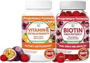 Lunakai Vitamina E y Biotina Gummies Bundle - 3000 mcg Gummies for Adults Energy Support and Bone Health - Vitaminas para el cabello, la piel y la apariencia juvenil