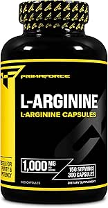 Primaforce L-Arginine (300 capsules, 150 Servings / 1,000 mg L-Arginine Por Serving) ← Extra Strength Amino Acid Suplemento para Hombres y Mujeres - Gluten Free, Non-GMO