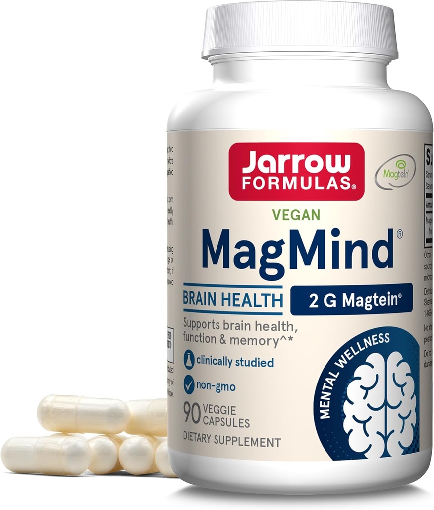 Jarrow Formulas Alpha GPC 300mg Brain Function Support & MagMind Magnesium Brain Health Capsules