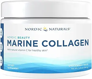 Nordic Naturals Nordic Beauty Marine Collagen Powder, Strawberry - 5.29 Ounces - Collagen Powder Suplemento para la piel sana, las articulaciones y los huesos, Vitamina C para soporte antioxidante - 30 Servimientos