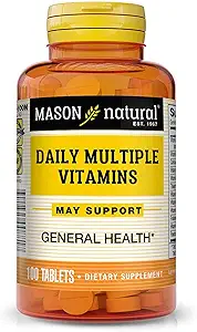 Múltiples vitaminas naturales - Vitaminas A, C, D3, E, B1, B2, B3, B6, B12, Folato y Calcio para la salud general, 100 Tabletas