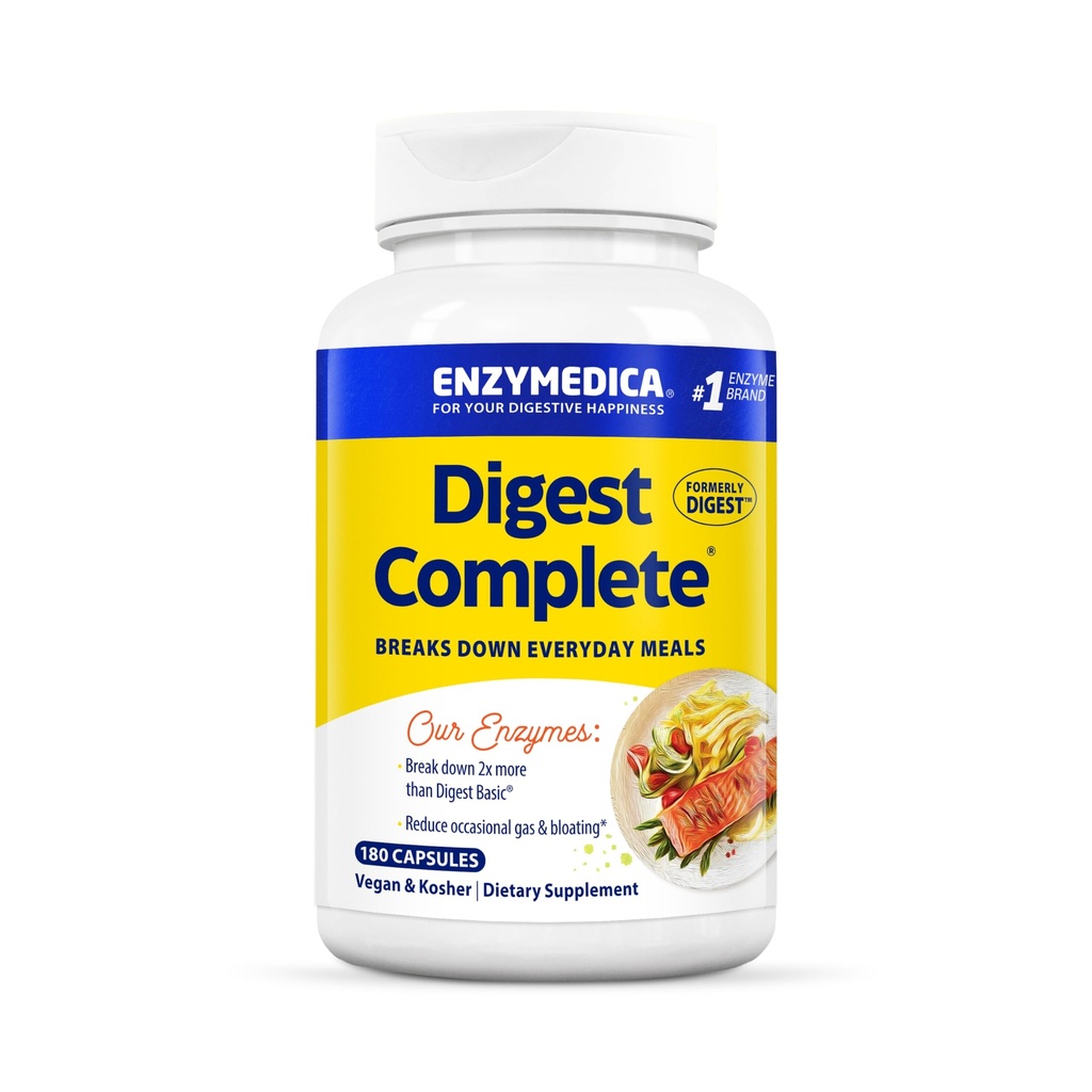 Enzymedica Digest Complete - Digestive Enzyme Supplement for Women & Men, Enzyme Capsules for Digestion, Gut Health Support, Helps Gas & Bloating, Energy Support, Vegan - 180 Caps