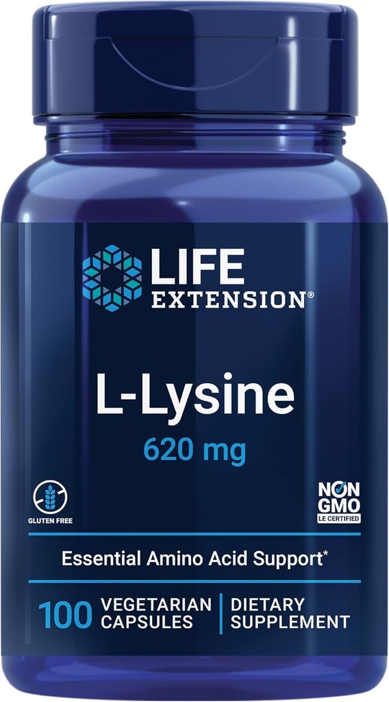 Life Extension NAC 600mg Antioxidant Immune Support &amp; L-Lysine 620mg for Healthy Stress Response 100 Capsules Bundle