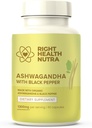 Right Health Nutra Ashwagandha Capsules - 60 Cuenta - 1300mg Por Serving - Ashwagandha para Hombres y Mujeres con Pepper Negro para la Absorción Máxima - Suplementos hechos en los EE.UU.