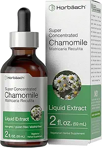 Horbäach Chamomile Extract Liquid TENIDO 2 fl oz Tincture TENIDO Alcohol Gratis TENIDO Suplemento de hierbas súper concentradas ANTE LAS gotas vegetarianas ANTE NO GMO, Gluten Free