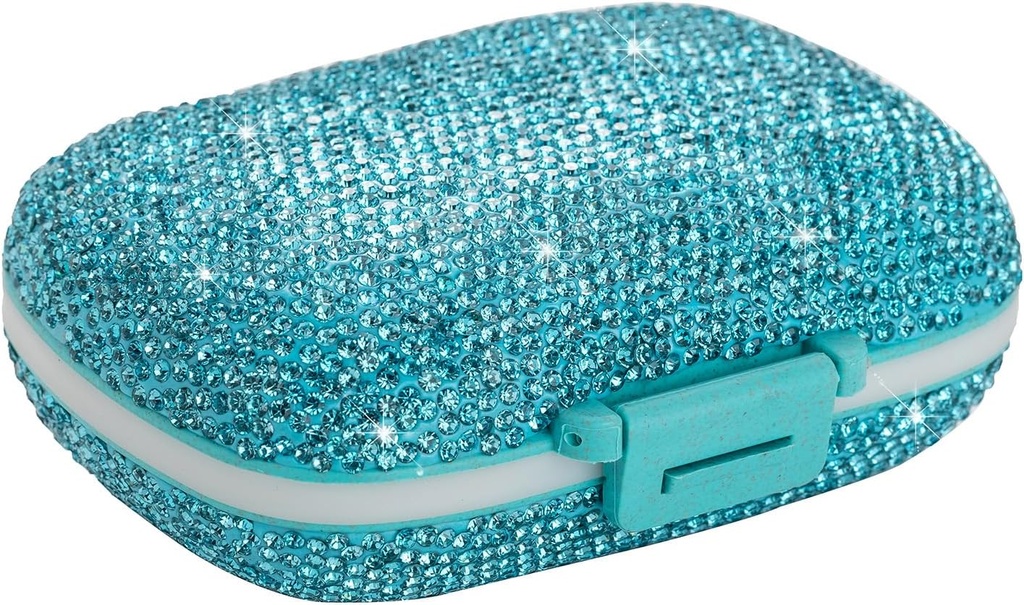 Pill de viaje Container Medicine Organizer Daily Purse Pill Case Cute Pill Vitamin Box Small Pocket Pill Holder Mini Pill Organizer for Supplement(Blue)