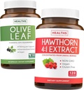 Bundle of Olive Leaf Extract " Hawthorn Berry Extarct - Healthy Herbs Bundle - Olive Leaf Extract with 20% Oleuropein " Hawthorn Berry 4:1 Extract - Concentrated from 2660mg Fresh Berries (120 Caps)