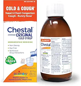 Boiron Chestal Adult Cold and Cough Syrup for Nasal and Chest Congestion, Runny Nose y Sore Throat Relief - 6.7 Fl oz