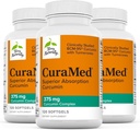 Terry Naturalmente CuraMed 375mg - Suplemento Antioxidante para la Salud Cerebro &amp; Inmuno Apoyo - Suplemento dietético con Curcumina & Turmérico Aceite Esencial - Herbal Liver Support - 120 Softgels (Pack of 3)