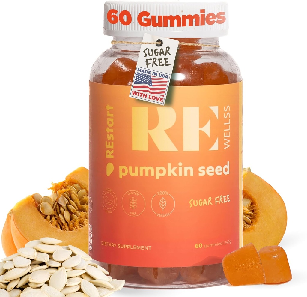 Pumpkin Seed Oil Gummies I Sugar Gluten Gratis No GMO Suplementos dietéticos orgánicos I Crecimiento del cabello, Glowing Skin Prostate Health Urinary Tract Support I 240 Grams I Pack of 60