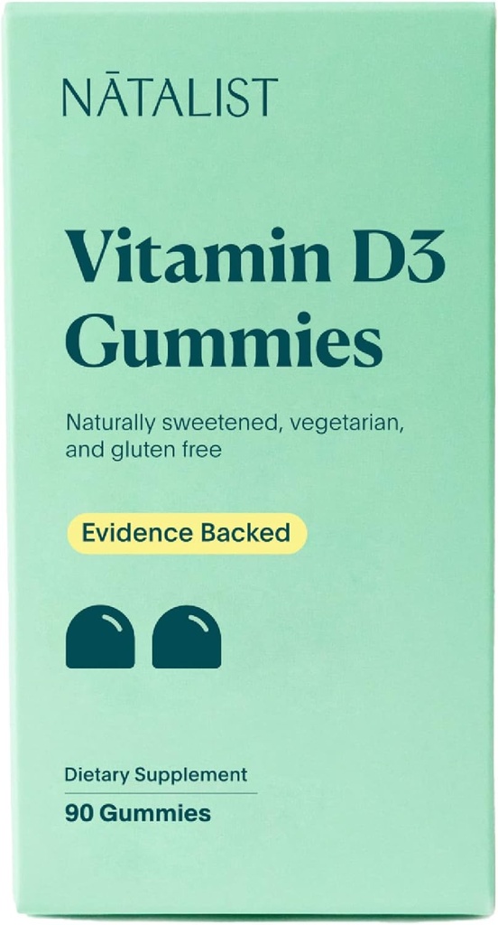 NATALIST Vitamina D3 1000 UI (25mcg) Gummies High Potency Immune Health Support Suplemento Daily Healthy Bone, Teeth &amp; Muscle Formula for Women &amp; Men - Vegetarian, Gluten-Free - 90 Gummies