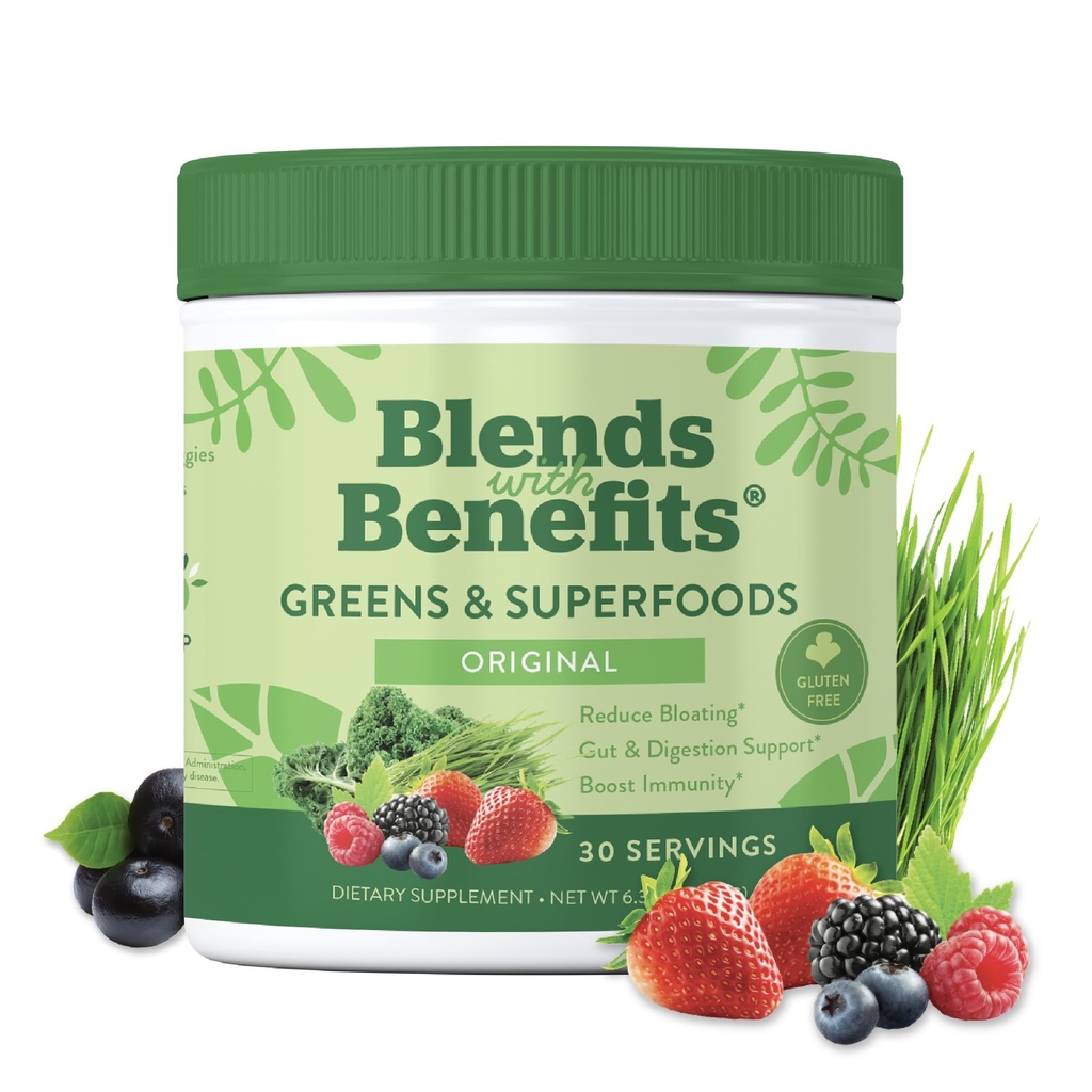 360 Nutrición Super Verdes Polvo con Probióticos & Enzimas Digestivos, Azúcar & Gluten Libre, Superalimentos de base vegetal para Gut Health, Inmunity - 6.35 oz
