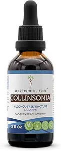 Secretos de la Tribu Collinsonia Tincture Extracto libre de alcohol, Piedra silvestre (Collinsonia Canadensis) Suplemento de Tintura de raíz seca (2 FL OZ)