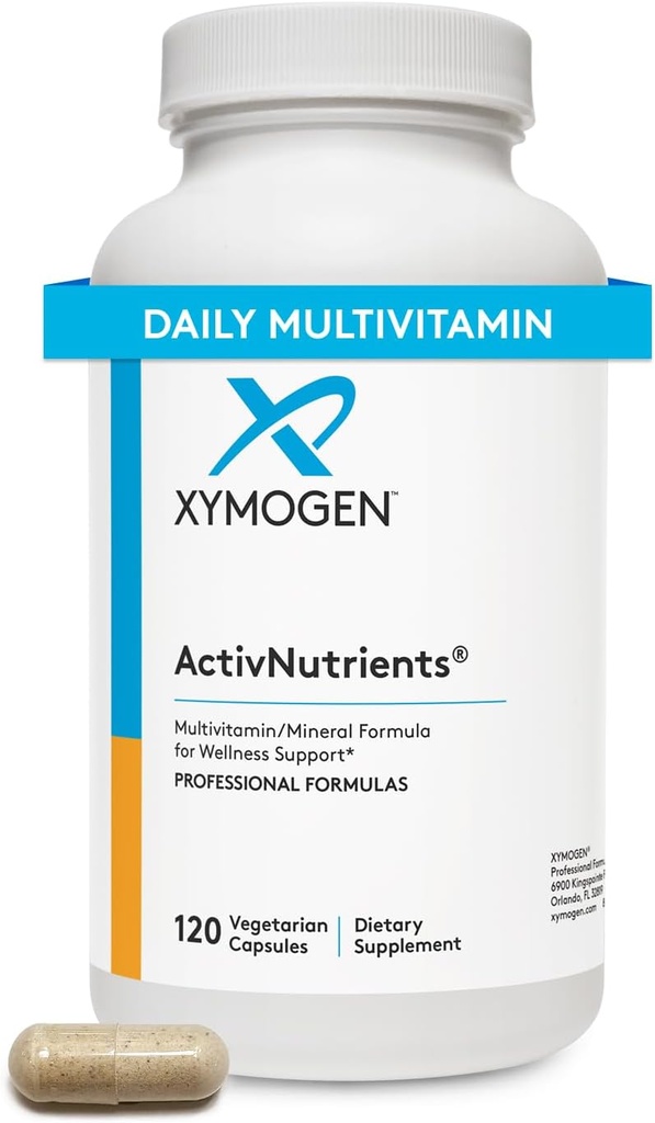 XYMOGEN ActivNutrients with Iron and Copper - Multivitamin Multimineral for Wellness, Immune, Energy and Mood Support - Minerales Chelated + Vitaminas B activas con Folate (120 cápsulas)