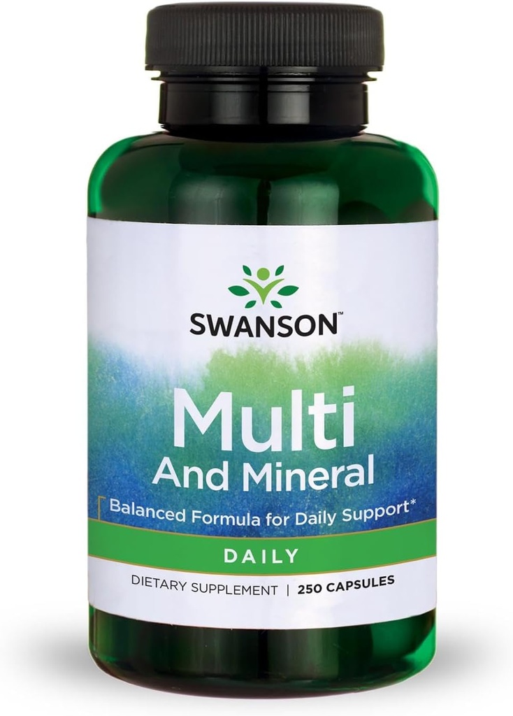 Swanson Multi y Mineral Daily Men's Women's Multivitamin Multimineral Health Supplement 250 Capsules (Caps)