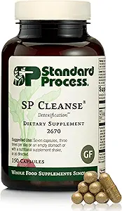 Standard Process SP Cleanse - Healthy Kidney & Liver Support Supplement - Formula Aids Gallbladder Function - Suplemento de soporte digestivo con Apple Pectin, Barley, Beetroot &amp; Más - 150 cápsulas