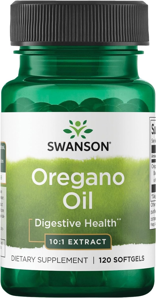 Swanson Oregano Oil 10:1 Extract-Natural Supplement Promoting Digestive Health-Respiratory & Urinary Tract Health Support (120 Softgels, 150 mg cada uno)