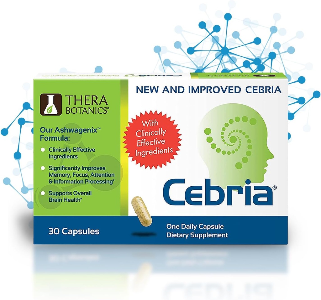 Cebria Brain Supplement for Men, Women & Seniors – Nootropic Safe and Effective Memory Supplement for Retention, Recall & Age-Related Memory Loss (30 Count)