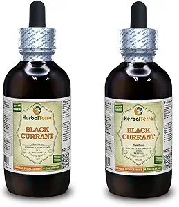 Currante Negro (Ribes nigrum) Tintura, hojas secas Extracto líquido (Marca: HerbalTerra, Proudly Made in USA) 2x4 fl.oz (2x120 ml)