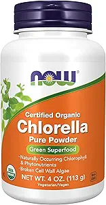 NOW Foods Supplements, Organic Chlorella Powder with naturally occurring Chlorophyll, Beta-Carotene, mixed Carotenoids, Vitamin C, Iron and Protein, 4-Ounce