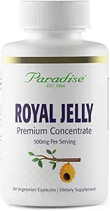 Paradise Herbs Royal Jelly, Golden Emperor, Super Potent, Ultra Pure, Vegan, Gluten Free, Non-GMO, Freeze-Dried Concentrate, 60 Conde Vegetarian Capsules