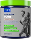 Fundación POWERLIFE Cuatro Verdes Beben con Pre " Pro Biotics, Magnesio Esencial, 2 Servimientos de Verduras, Sabor Fresa 30 Servimientos
