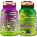 Bone &amp; Hormonal Support Bundle – DIM 200mg con BioPerine® & Cruciferous Vegetables + Calcio de base vegetal 500mg, Magnesium, Zinc, D3, K2 & Turmeric – Vegan, Non-GMO, Clean Daily Wellness Support