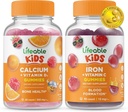 Calcio habitable con vitamina D Niños + Hierro &amp; Vitamina C Niños, Gummies Bundle - Gran Tasting, Suplemento de vitamina, Gluten Gratis, GMO Gratis, Chewable Gummy
