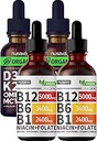 NUSAVA Vitamina B12 Liquid Drops and Unflavored D3 K2 Bundle - Potent Liquid Vitamins for Heart, Joint, Energy, &amp; Immune Support - Non-GMO, Gluten-Free, 2pk Every