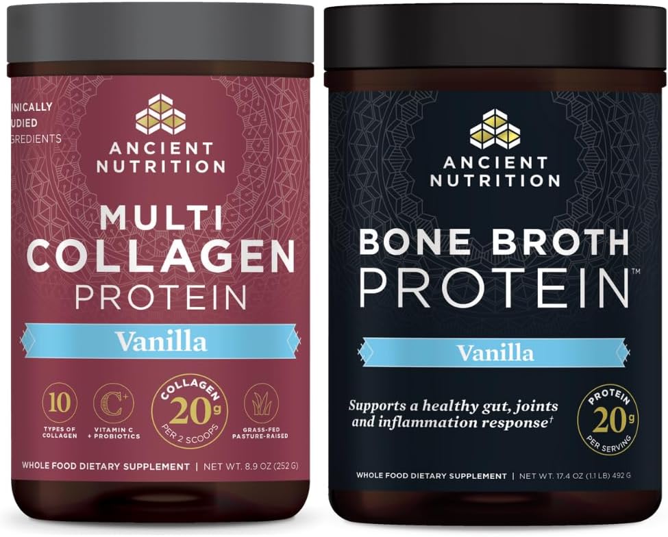 Antigua Nutrición Multi Collagen Protein Polvo, Vainilla, 24 Servimientos + Bono Broth Protein Polvo, Vainilla, 20 Servimientos