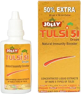 Jolly Tulsi 51 Drops 21 ML 0.71 fl. oz TENIDO Líquido Concentrado Extractos de 5 Tipos de Raro Tulasi Santa Basil para Refreshing Tulsi Tea