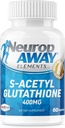 NeuropAWAY Elementos S-Acetil-Glutathione 400mg Cápsulas resistentes a los ácidos 60ct (60 400mg Cápsulas Por Bottle) 3er partido testado Made in a cGMP Facility