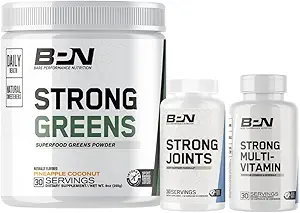 BARE PERFORMANCE NUTRITION BPN Verdes Fuertes Polvo Superalimentario, Juntas Fuertes &amp; Bundle Multi-Vitamin Fuerte
