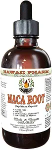 Hawaii Pharm Maca Root Alcohol-Free Liquid Extract, Organic Maca (Lepidium Meyenii) Whole Dried Plant Glycerite Natural Herbal Supplement, USA 2oz