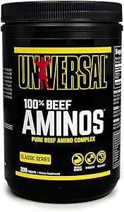 Universal Nutrition - 100% Beef Aminos -3g de Beef Protein Isolate for Recovery and Growth - 200 Tabs