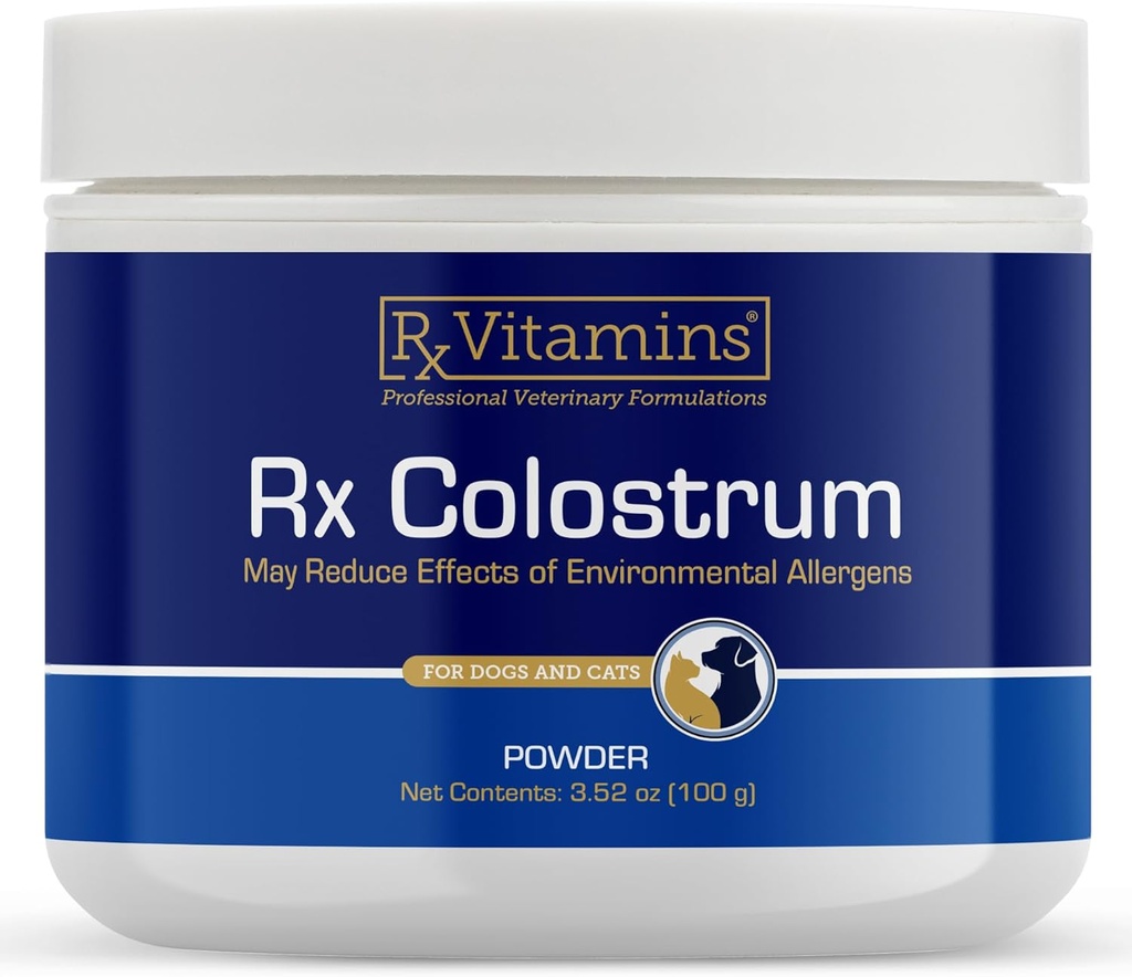 Vitaminas Rx Colostrum for Dogs & Cats - Whole Bovine Colostrum Powder - Cat & Dog Supplement Ideal Immune Support, Promotes Digestive Health & Alergy Support - 3.52 oz (100g)
