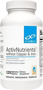 XYMOGEN ActivNutrients Without Copper & Iron - Multivitaminaral Multivitamin para Hombres + Mujeres con Folate, B12, Zinc y Vitamina C, Beta Carotene, Selenium Suplemento - Daily Multivitamin (120 cápsulas)