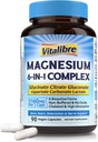 Magnesio Complejo de Magnesio Suplemento 6 en 1, 1160mg Magnesio Chelated para Max Absorción, Ayuda con mejor sueño, relajación &amp; Nerve Calm, 90 cápsulas Vegan, no GMO &amp; Gluten Gratis