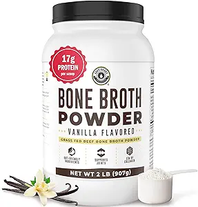32oz Vainilla Bone Broth Protein Powder De Grass Fed Beef - No GMO Ingredientes, Gut-Friendly, Low Carb Dairy Free Protein Powder - Natural Collagen Source For Joint Support - Keto Friendly